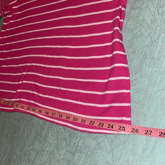 KIM Rogers Perfectly Soft XL vibrant pink and white striped T-shirt Comfy - Picture 4 of 10